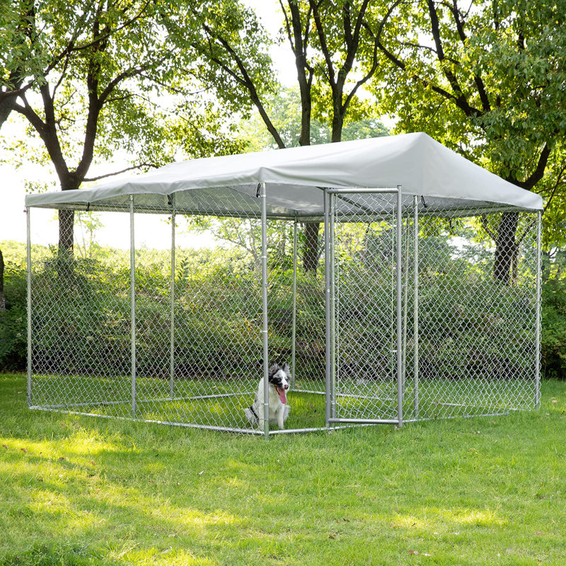Vivijason Outdoor Large Dog Kennel Heavy Duty Fence Dog Cage With Galvanized Chain Link, Outside